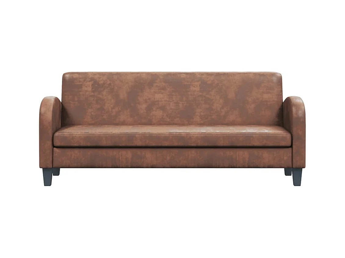 Divano a 3 posti in finta pelle scamosciata marrone