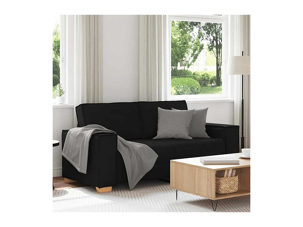 Canapé 2 places Noir 140 cm Tissu