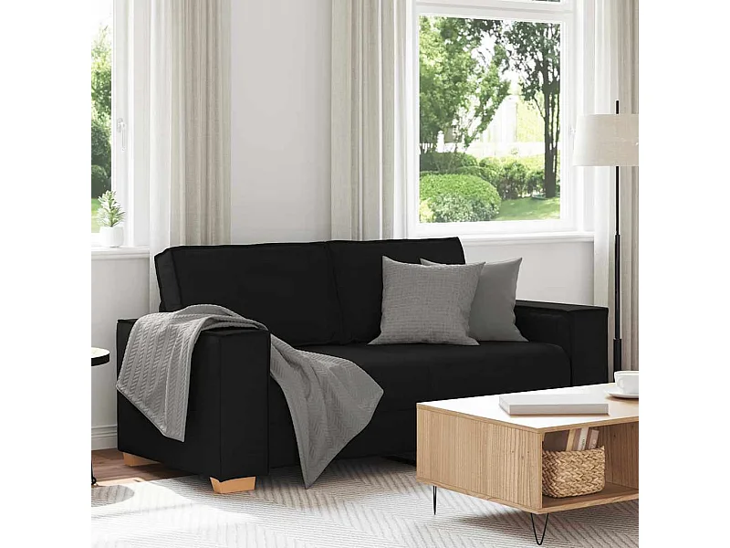 Canapé 2 places Noir 140 cm Tissu