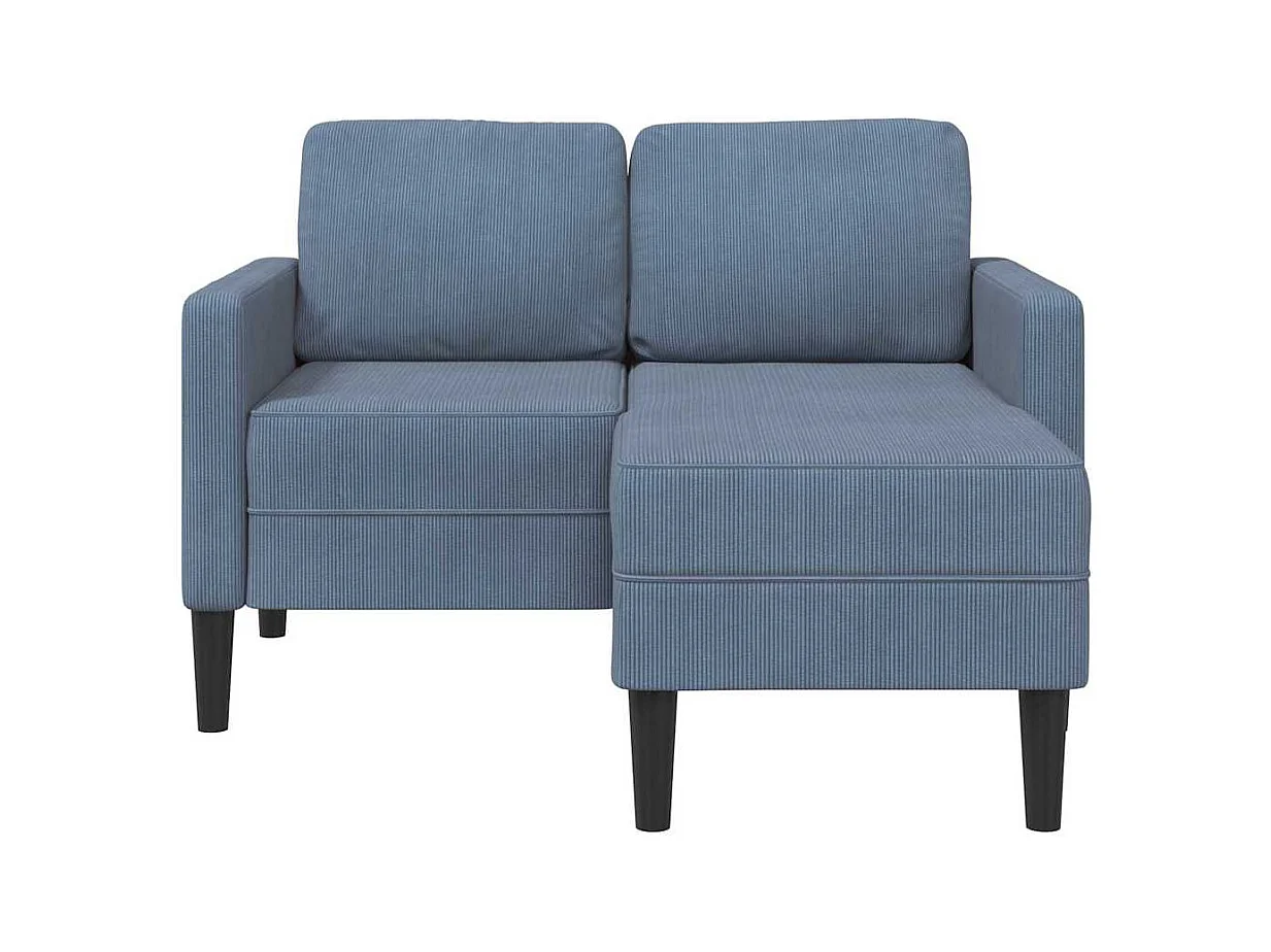 2-Sitzer-Sofa mit L-förmiger Chaiselongue aus blauem Leinen, 125 cm