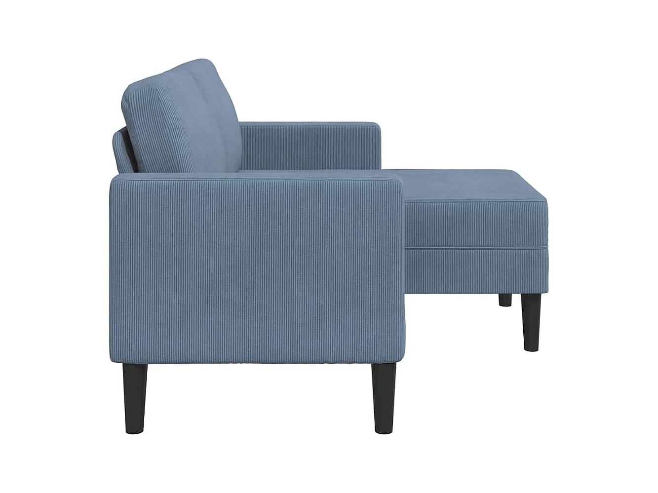 2-Sitzer-Sofa mit L-förmiger Chaiselongue aus blauem Leinen, 125 cm