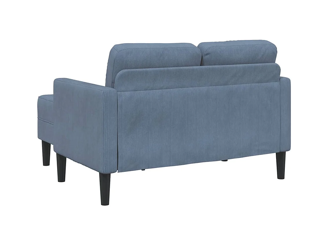 2-Sitzer-Sofa mit L-förmiger Chaiselongue aus blauem Leinen, 125 cm