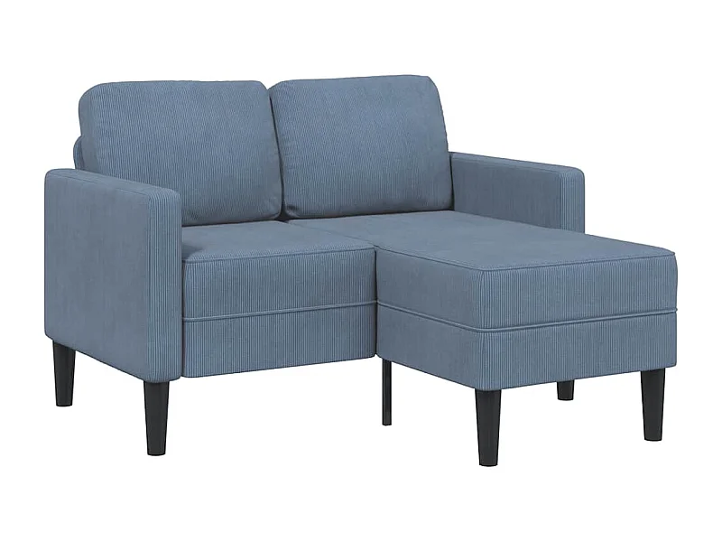 Divano a 2 posti con chaise longue a L in lino blu da 125 cm