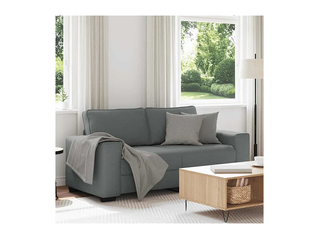 Canapé à 2 places gris foncé 140 cm tissu