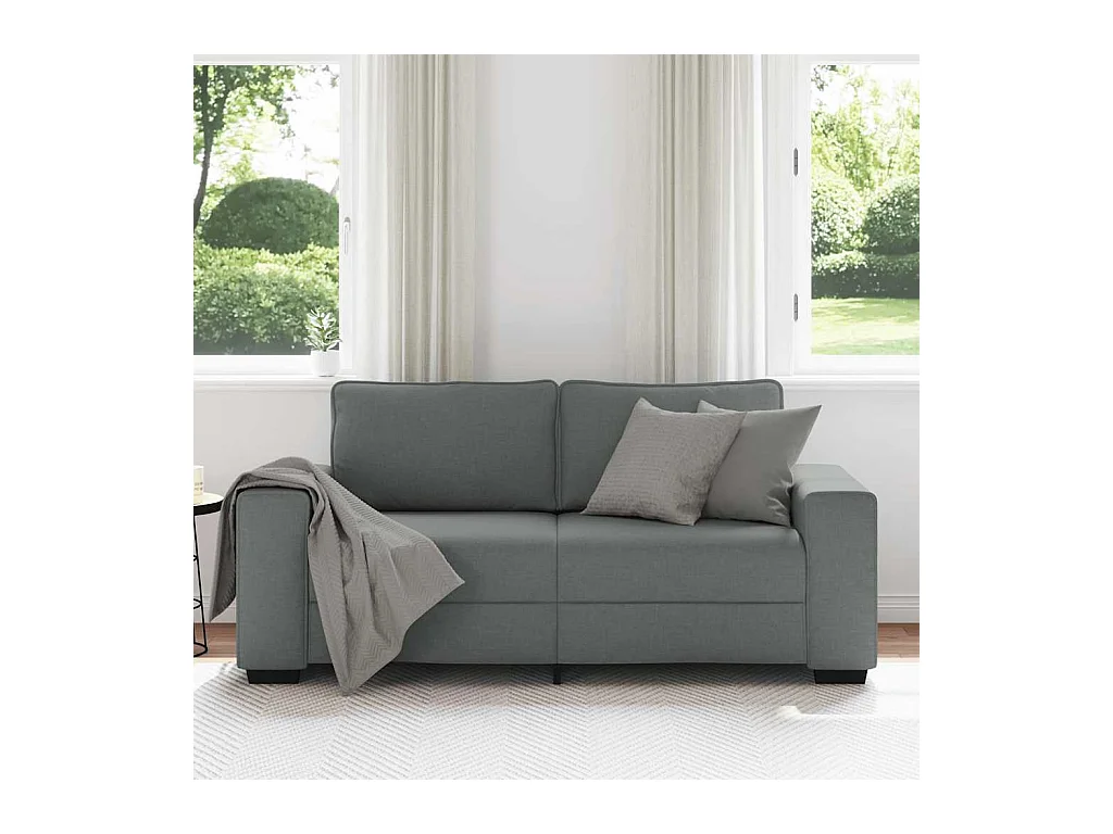 Canapé à 2 places gris foncé 140 cm tissu