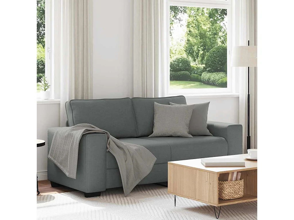 Canapé à 2 places gris foncé 140 cm tissu