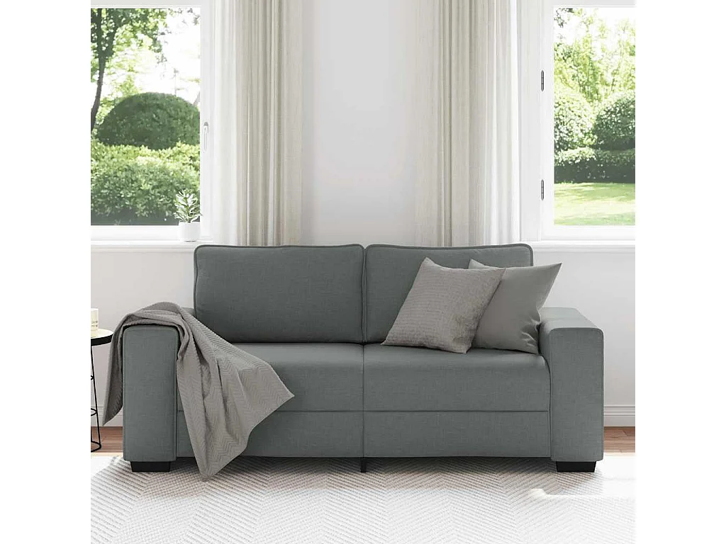 Canapé à 2 places gris foncé 140 cm tissu