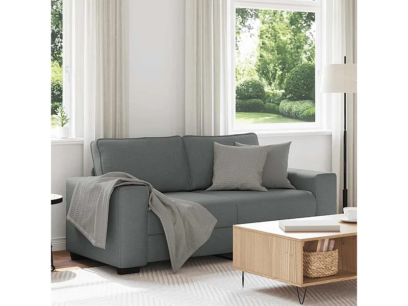 Canapé à 2 places gris foncé 140 cm tissu