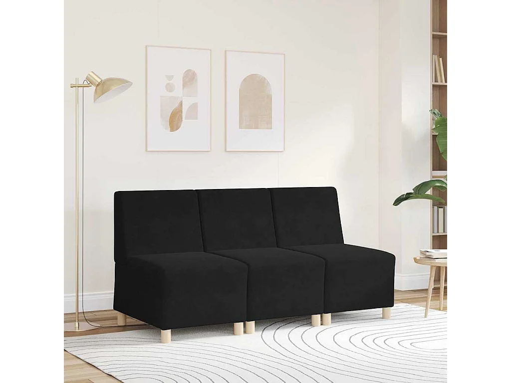 Modulaire bank zonder armleuningen zwart 55 x 74 x 82 cm