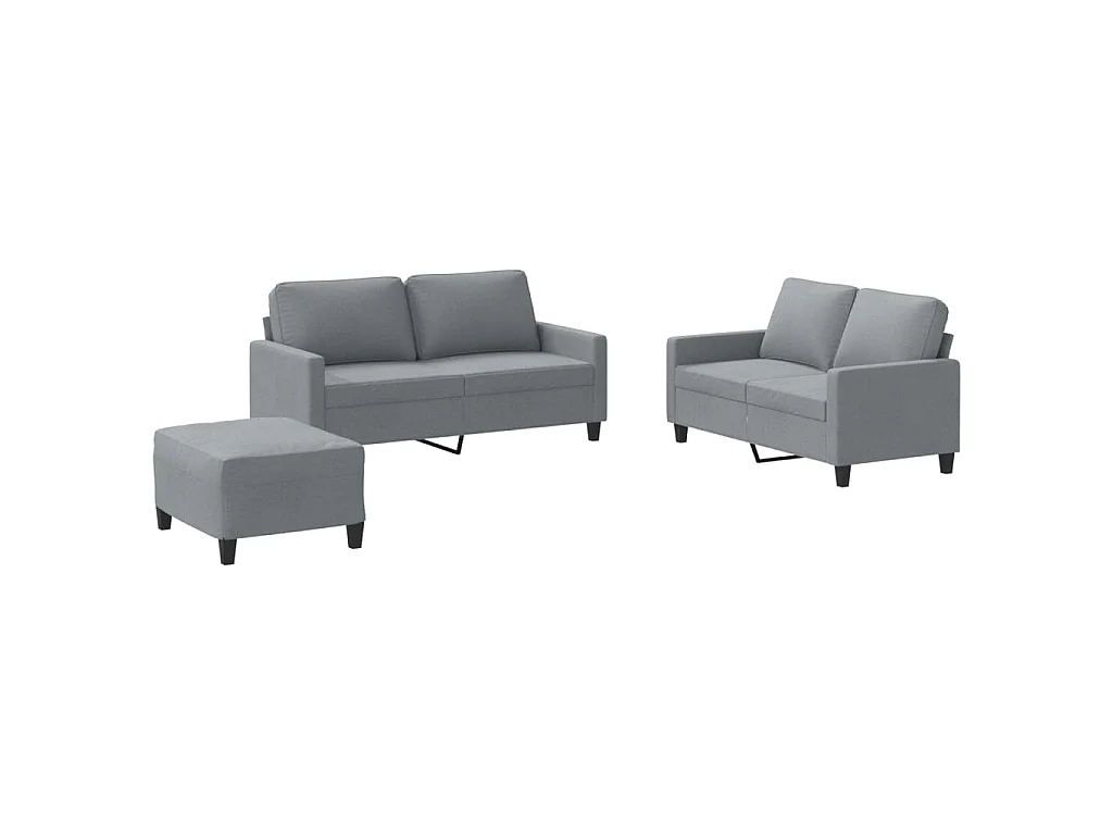 Ensemble de canapés 3 pcs avec coussins Gris clair Tissu