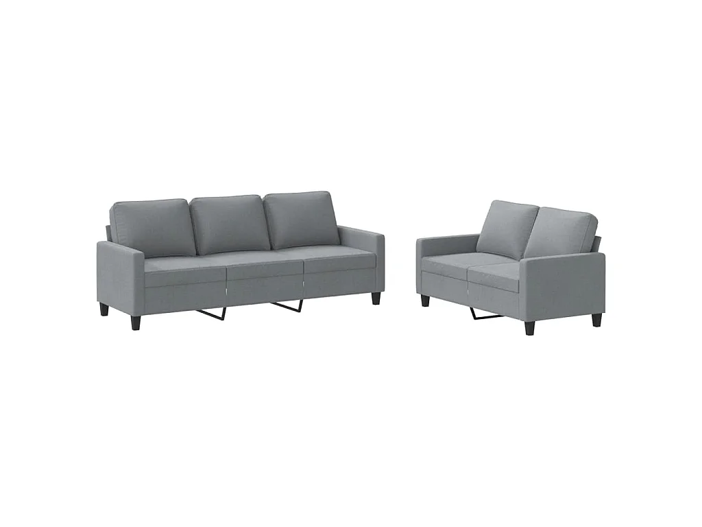 Ensemble de canapés 2 pcs avec coussins Gris clair Tissu