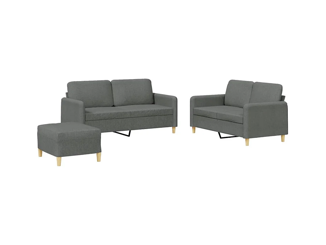 Conjunto de sofá de 3 piezas con cojines Tela Gris Oscuro