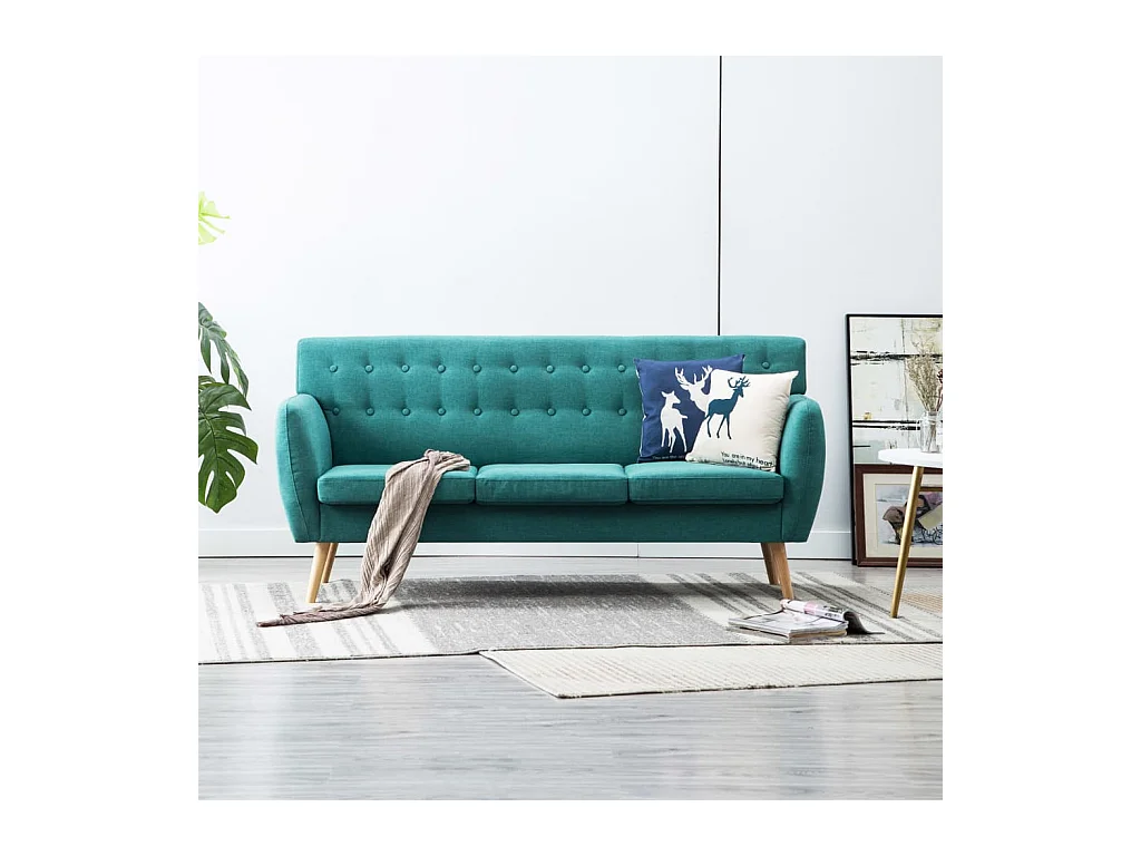 3-zitsbank met stoffen bekleding 172x70x82 cm groen