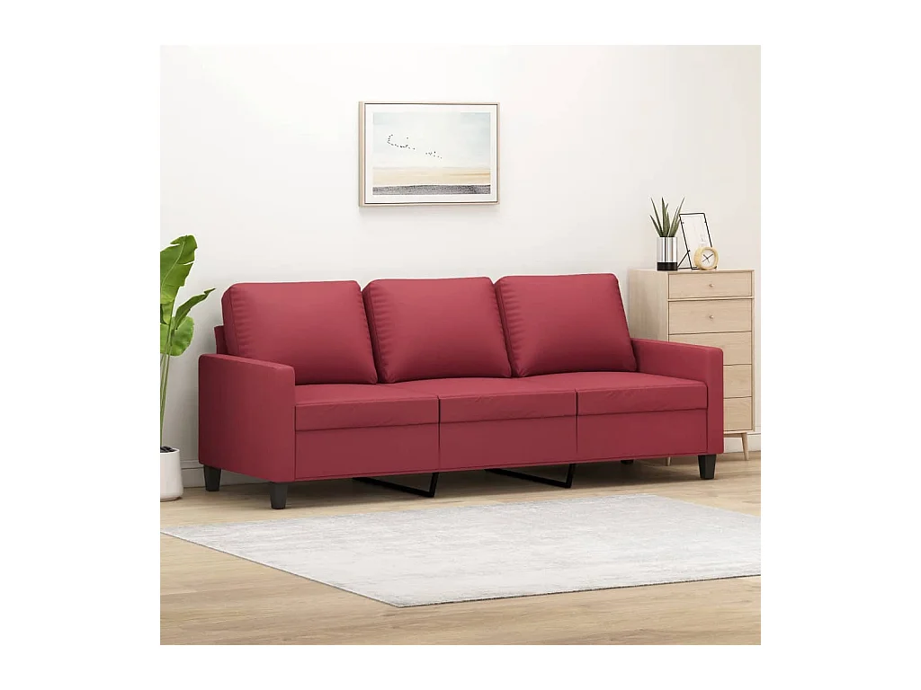 Divano 3 posti rosso bordeaux 180 cm in similpelle