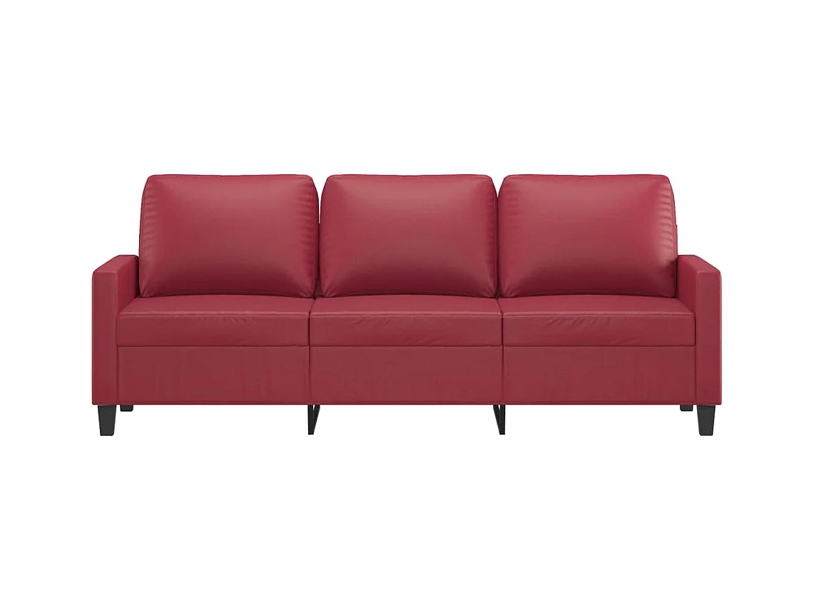 Divano 3 posti rosso bordeaux 180 cm in similpelle