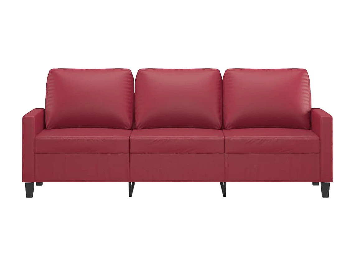 Sofá 3 plazas Rojo burdeos 180 cm Piel sintética
