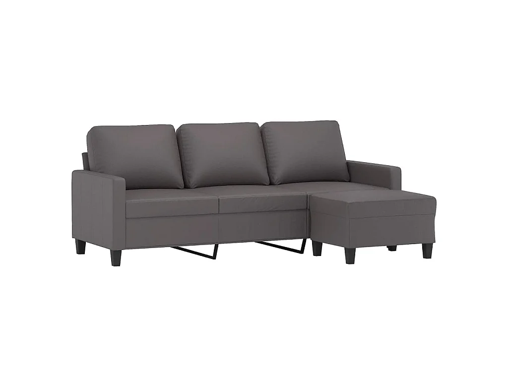 Divano 3 posti con poggiapiedi Grigio 180 cm Similpelle