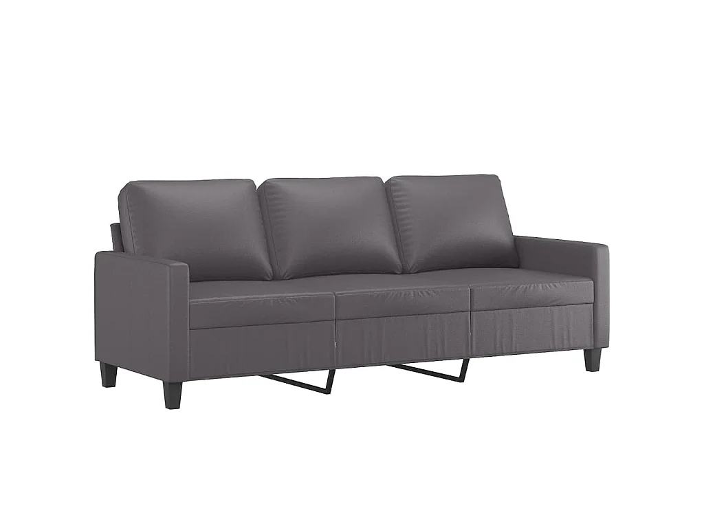 Divano 3 posti con poggiapiedi Grigio 180 cm Similpelle