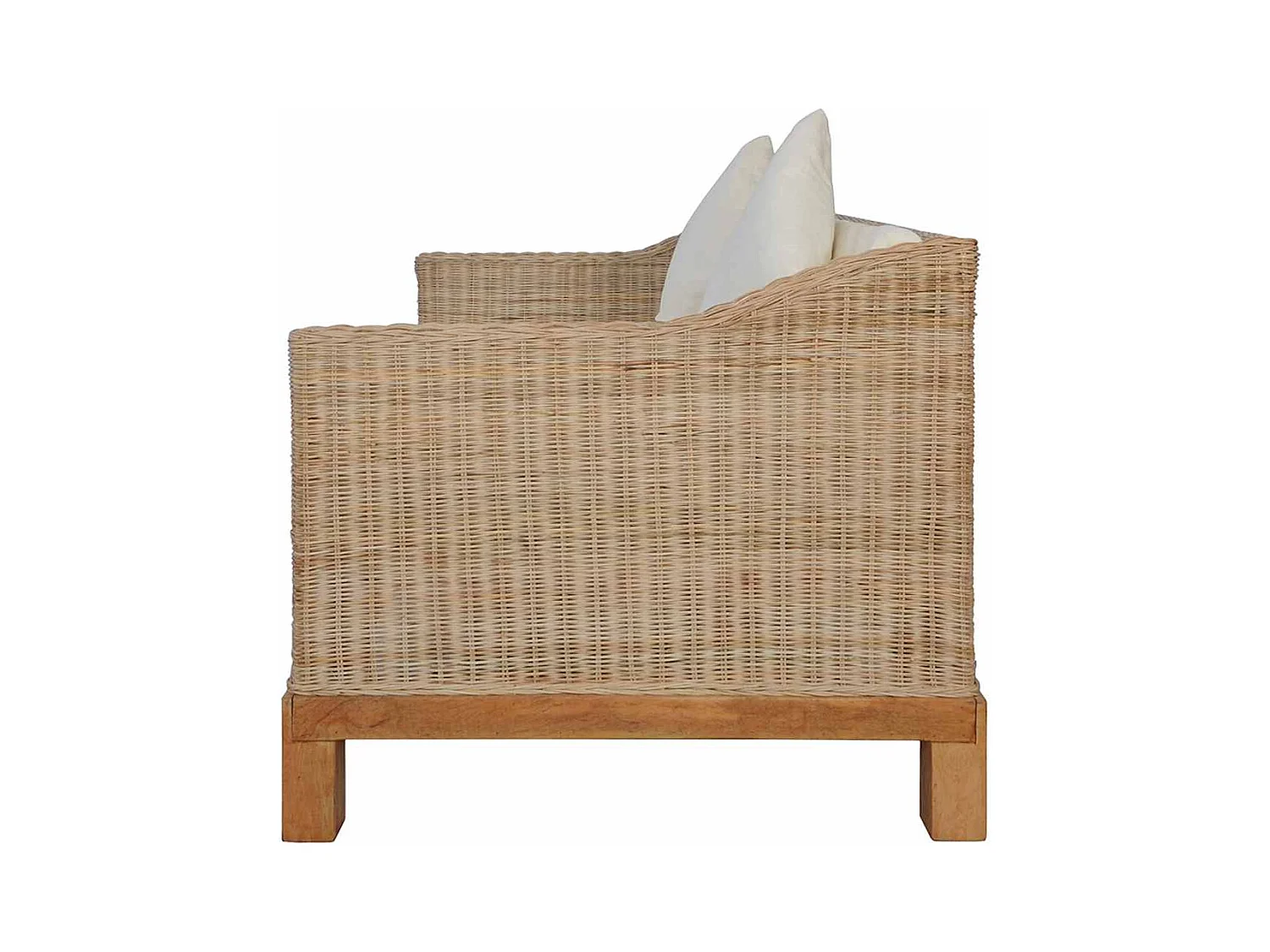 2-Sitzer-Sofa mit Kissen aus natürlichem Rattan