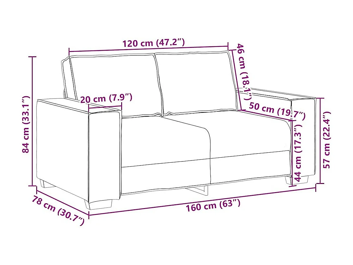 Fauteuil canapé Gris 160 x 78 x 84 cm Cuir artificiel