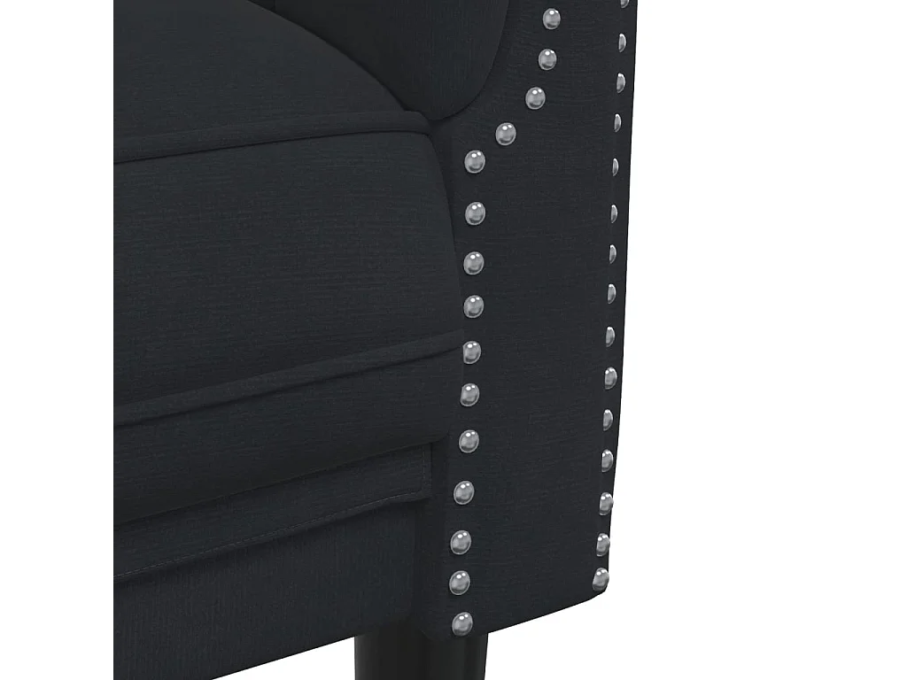 Set di divani in velluto nero da 3 pezzi