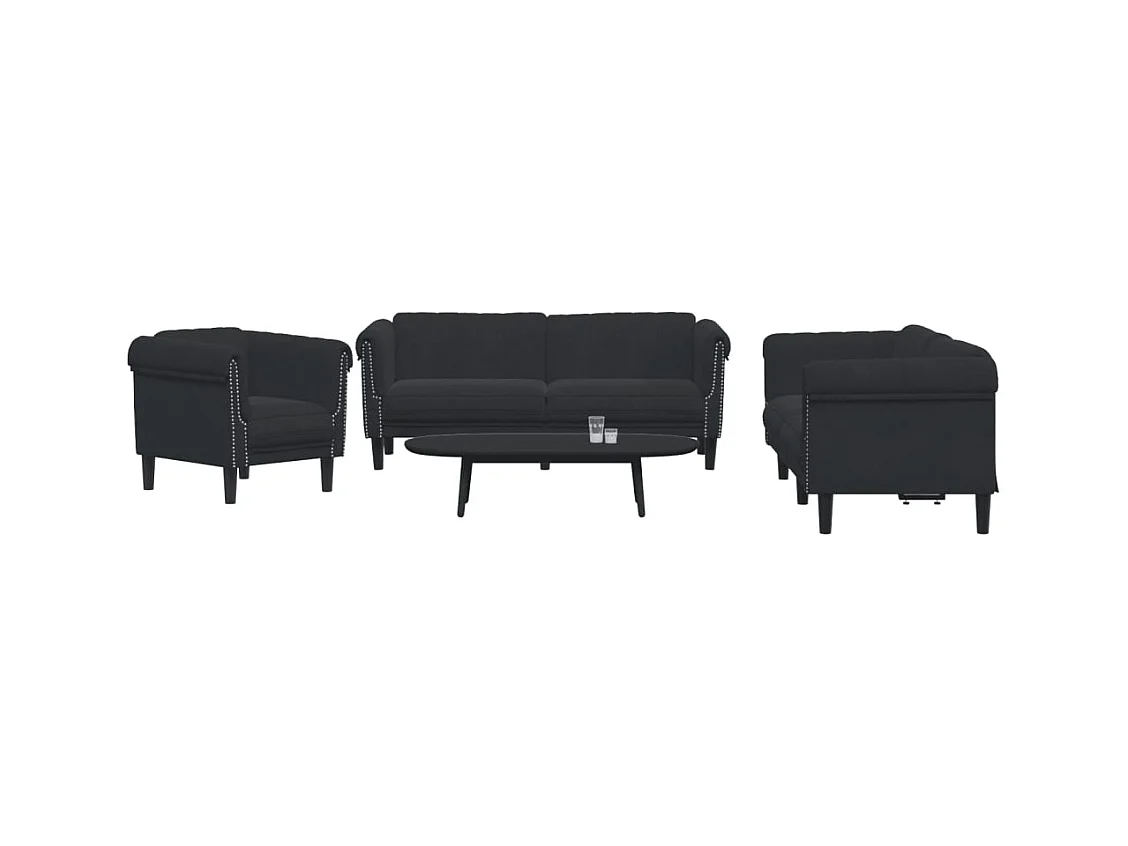 Ensemble de canapés 3 pcs noir velours