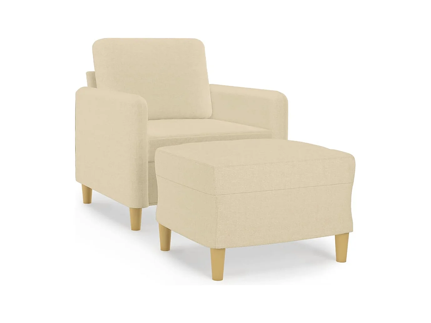 Fauteuil met voetenbankje Crème 60 cm Stof