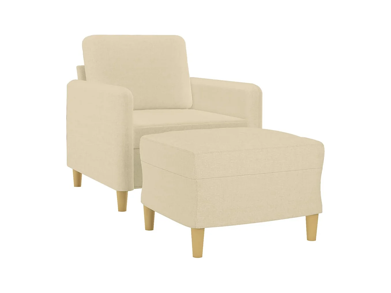 Fauteuil met voetenbankje Crème 60 cm Stof
