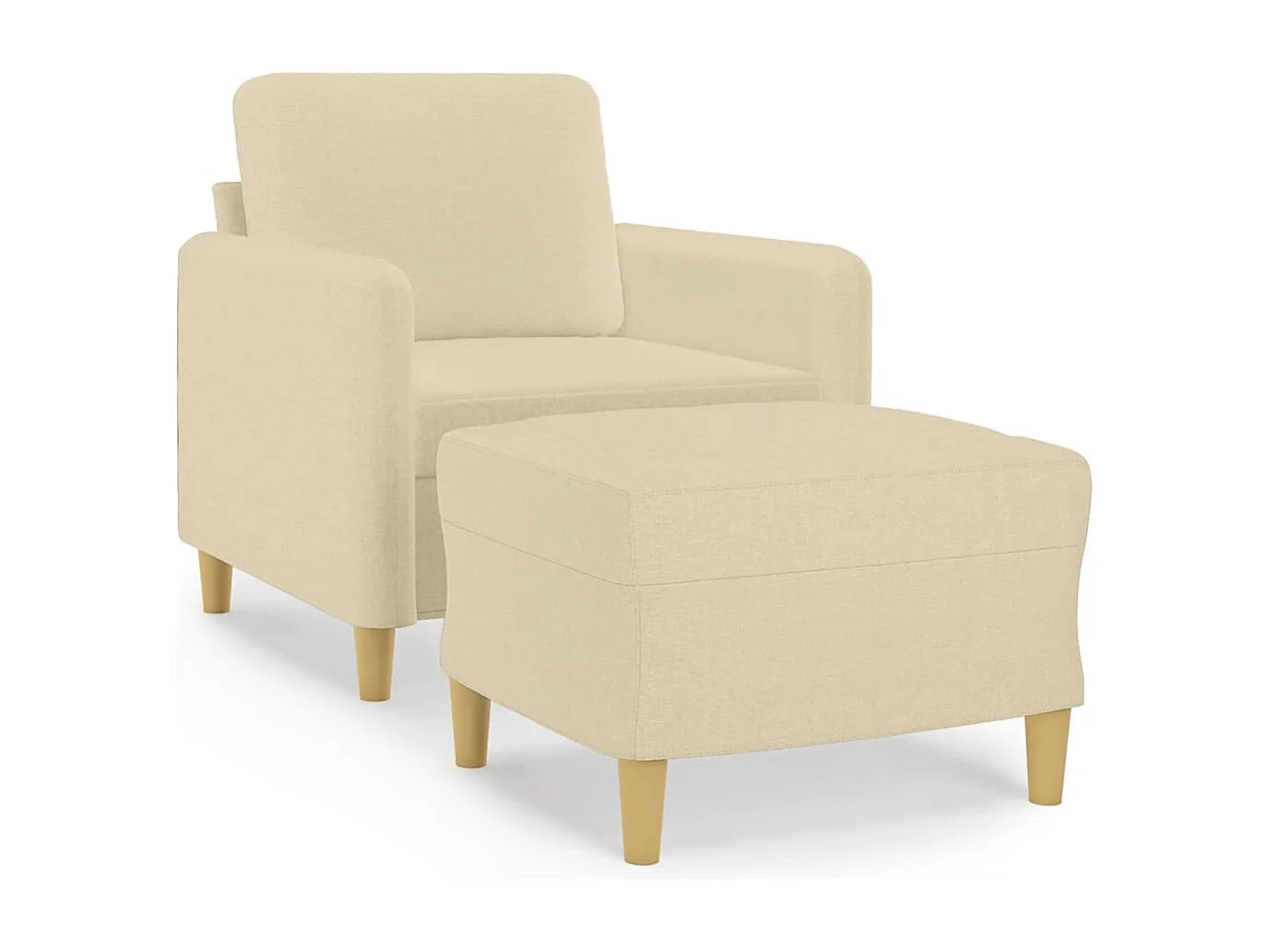 Fauteuil avec repose-pied Crème 60 cm Tissu