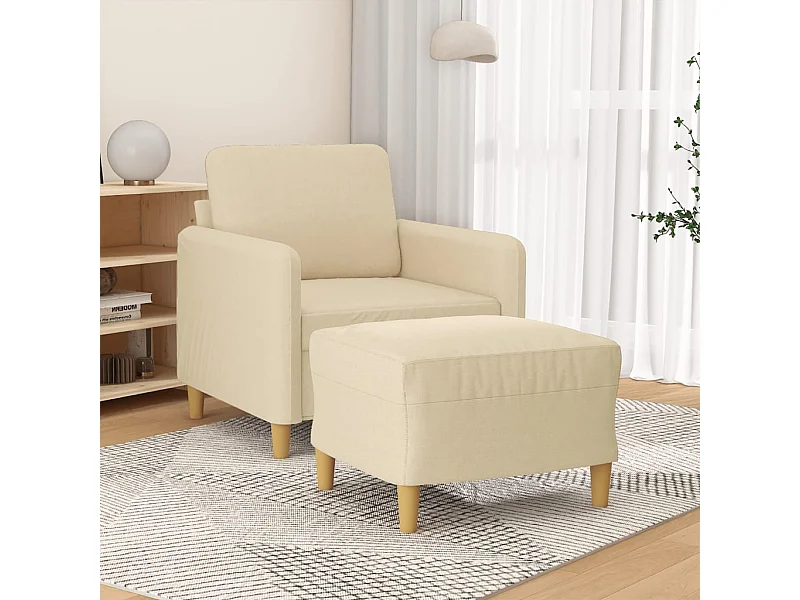 Sillón con reposapiés Tejido Crema 60 cm