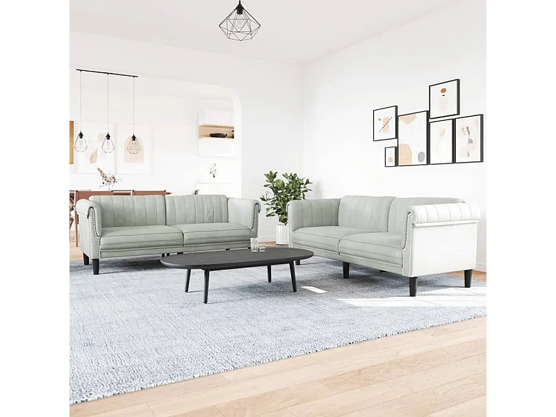 Conjunto de sofá de 2 piezas de terciopelo gris claro