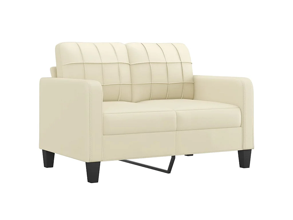 Set di divani 2 pezzi con cuscini in similpelle color crema