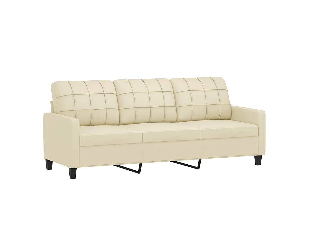 Set di divani 2 pezzi con cuscini in similpelle color crema