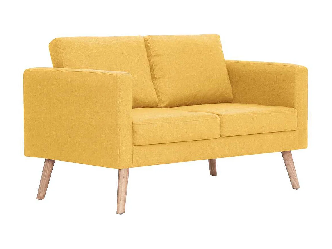 Conjunto de sofá de tela amarilla de 2 piezas