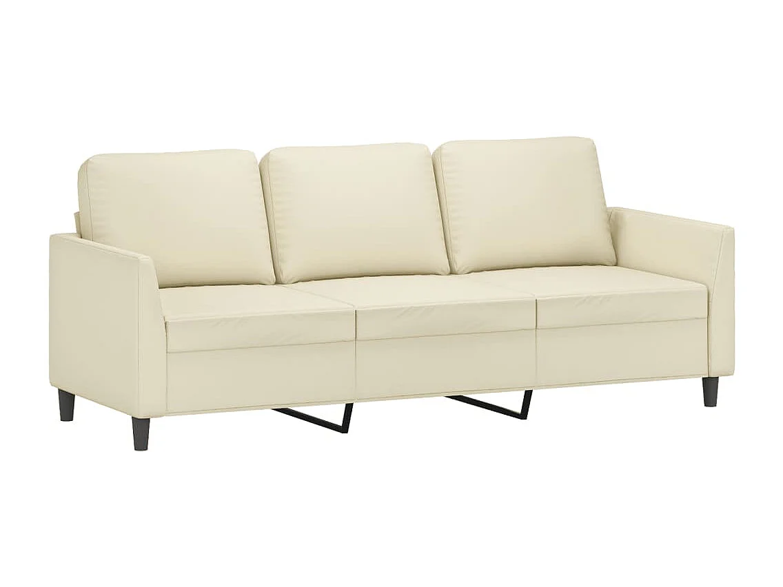 Sofá 3 plazas Crema 180 cm Piel sintética