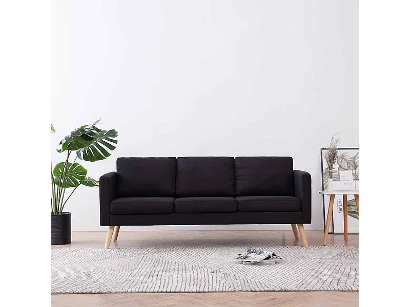 3-zitsbank in zwarte stof