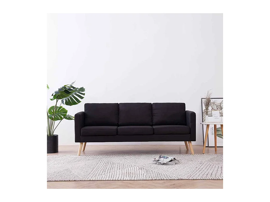 Sofá de 3 plazas en tela negra
