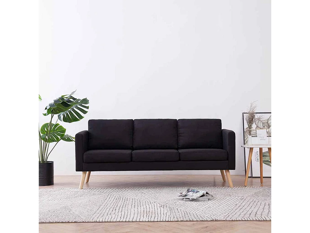 Sofá de 3 plazas en tela negra