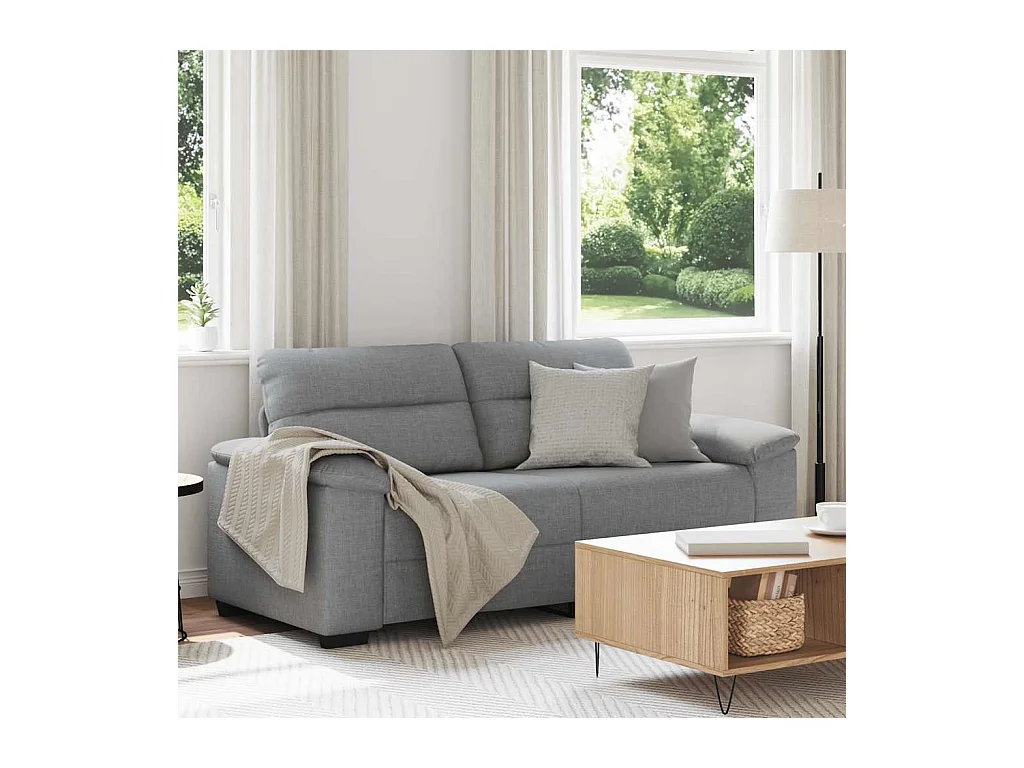 Canapé à 2 places gris clair 140 cm tissu