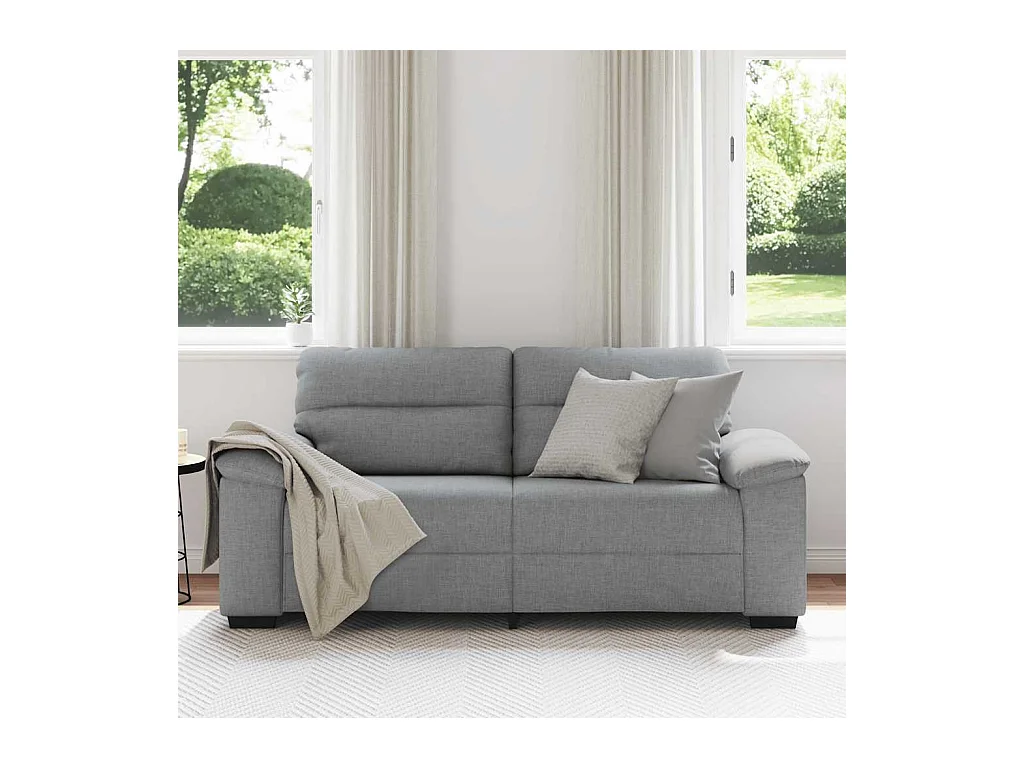 Canapé à 2 places gris clair 140 cm tissu