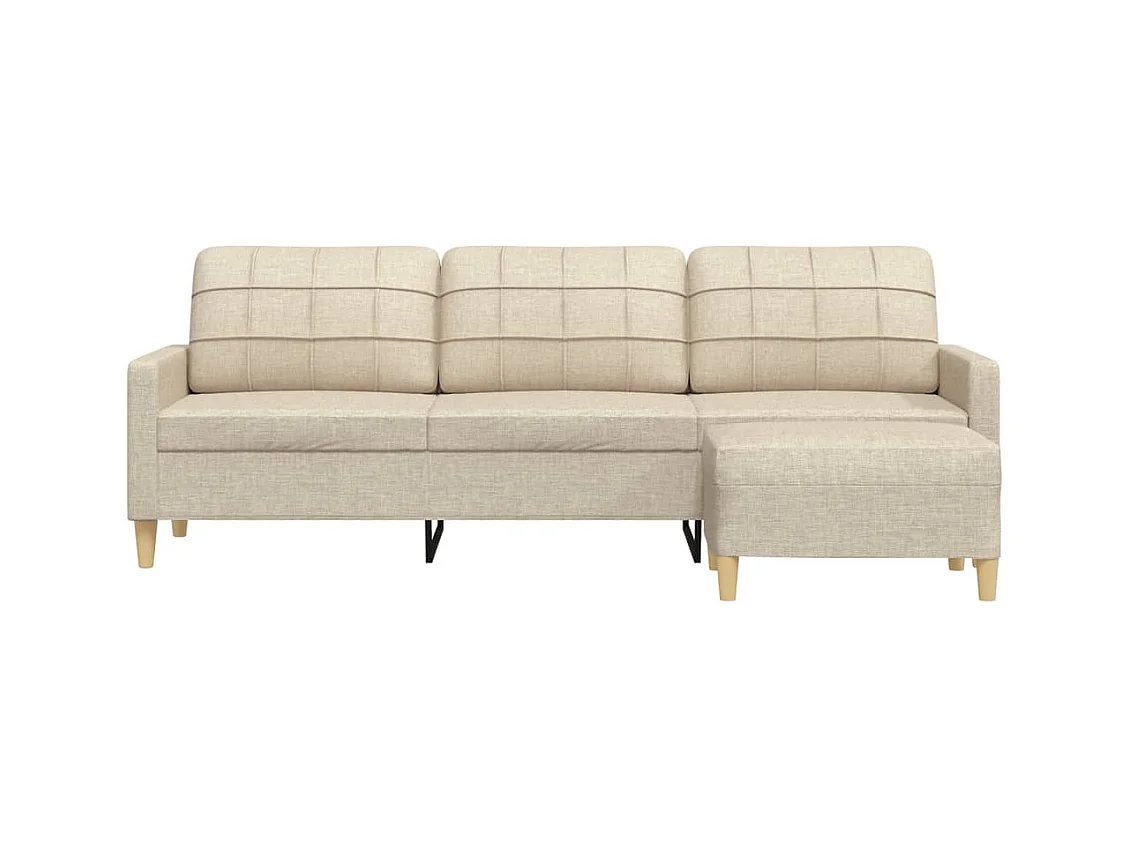 Divano a 3 posti con poggiapiedi in tessuto color crema da 210 cm