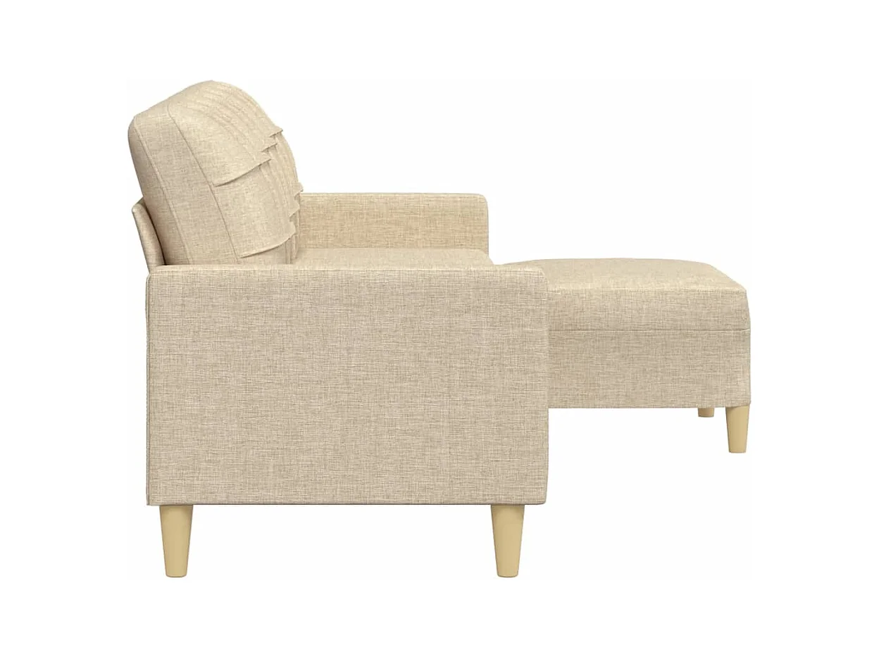 Divano a 3 posti con poggiapiedi in tessuto color crema da 210 cm