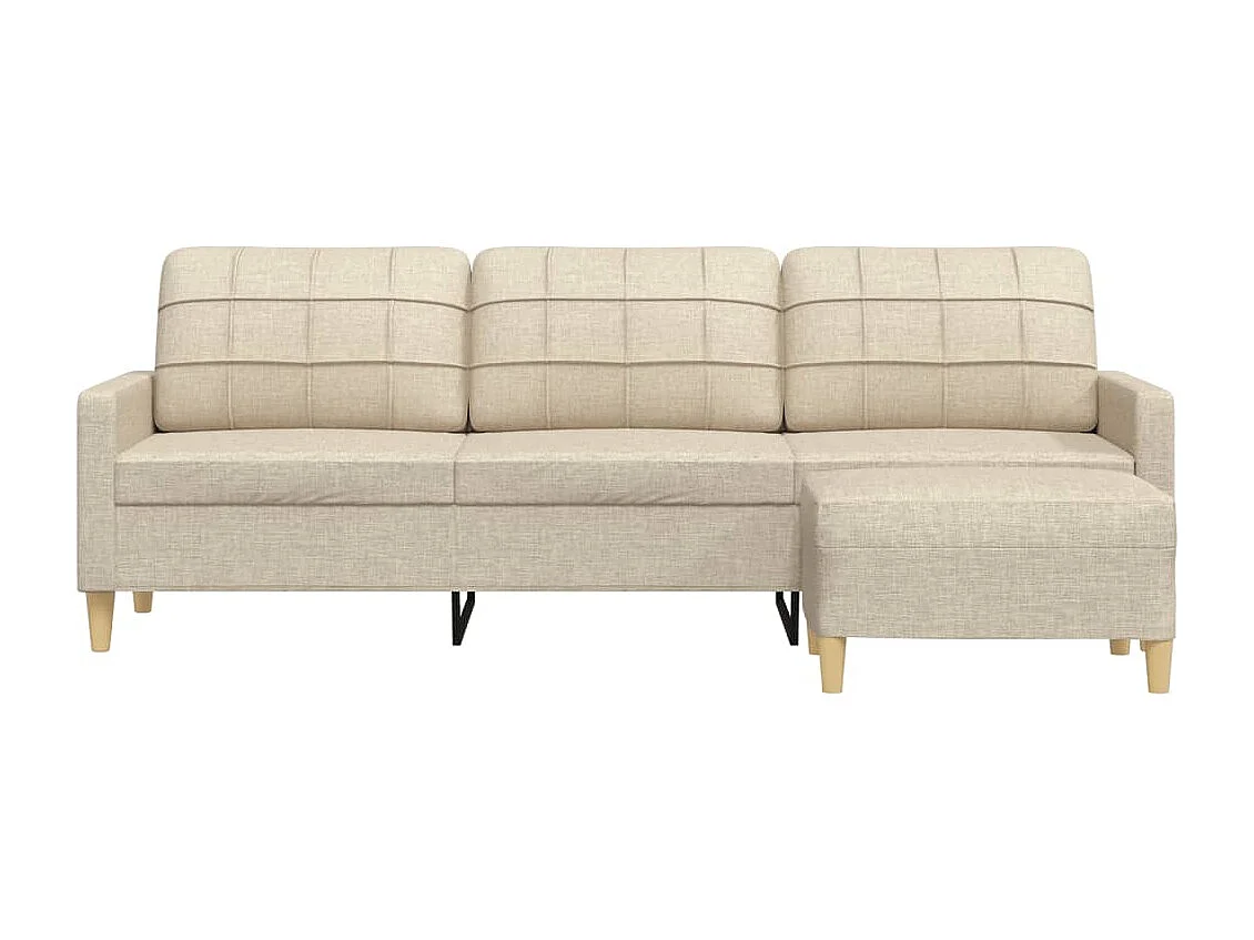 Canapé à 3 places avec repose-pieds Crème 210 cm Tissu