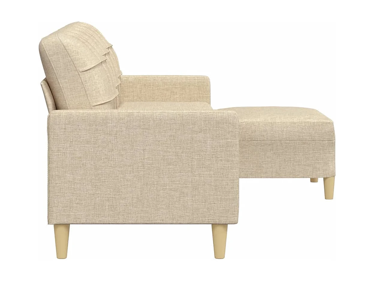 Canapé à 3 places avec repose-pieds Crème 210 cm Tissu