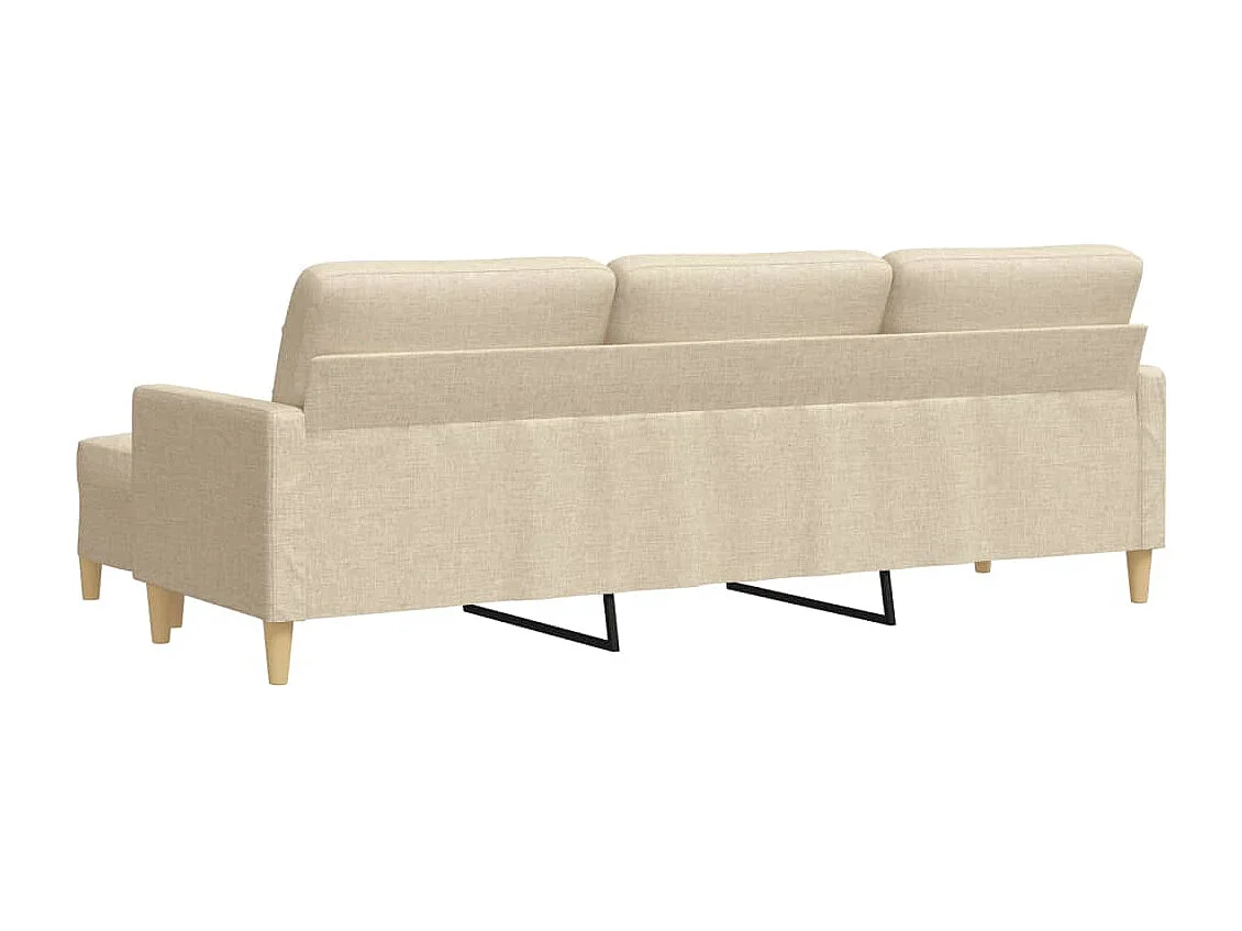 Canapé à 3 places avec repose-pieds Crème 210 cm Tissu