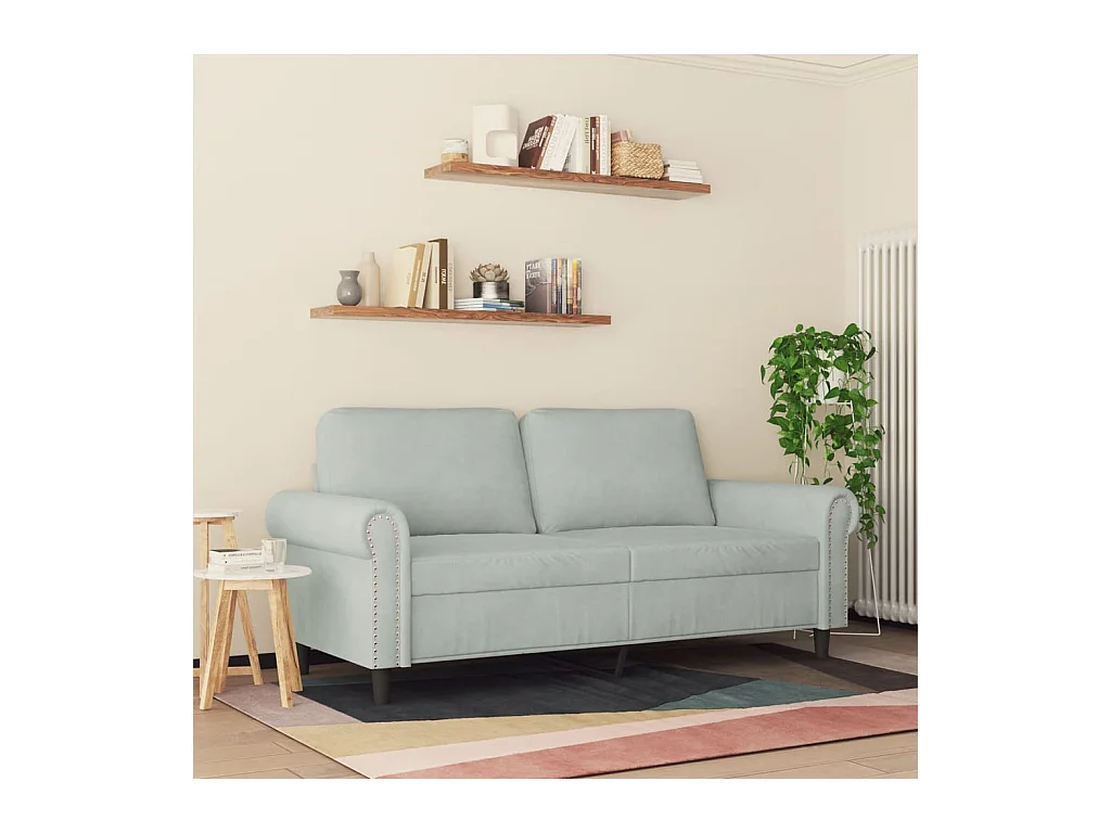 Sofá 2 plazas Gris claro 140 cm Terciopelo
