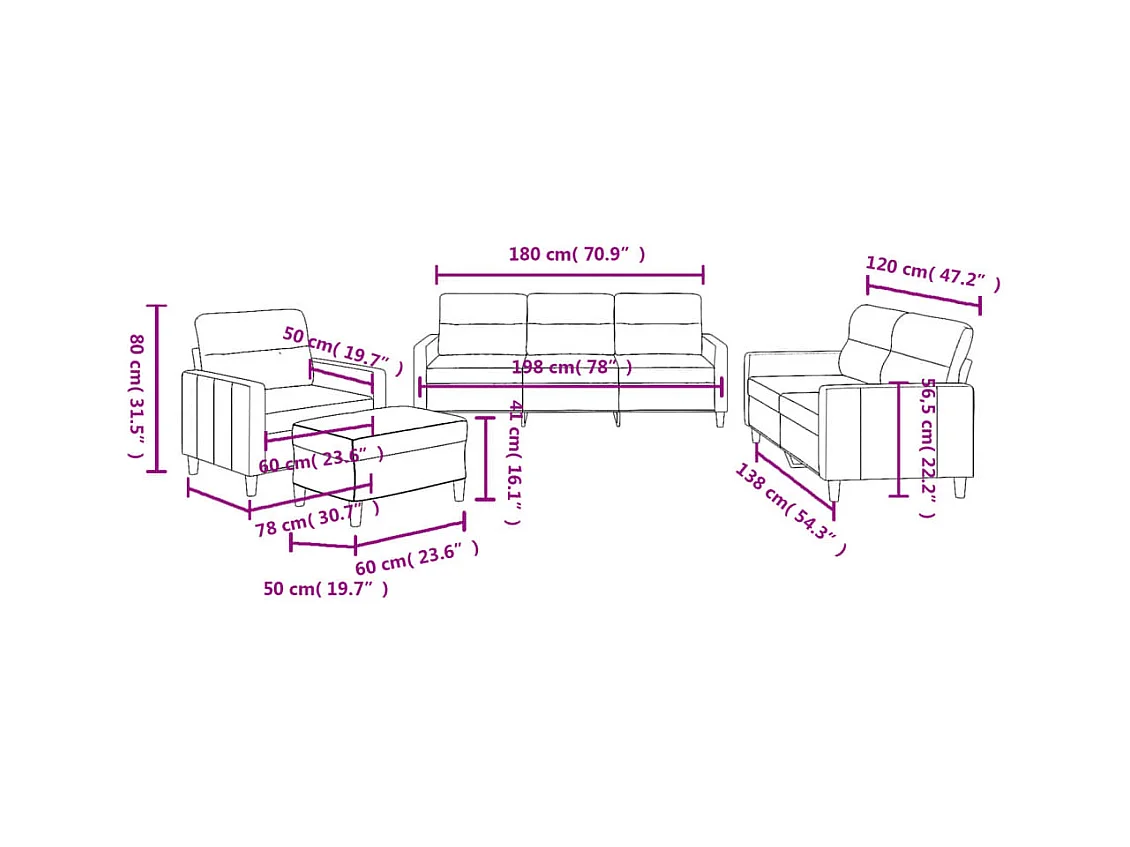 Ensemble de canapés 4 pcs avec coussins Gris clair Tissu