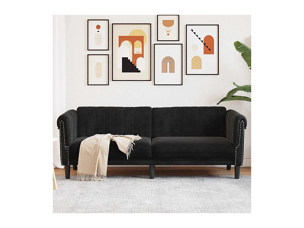 Zwarte fluwelen 3-zitsbank