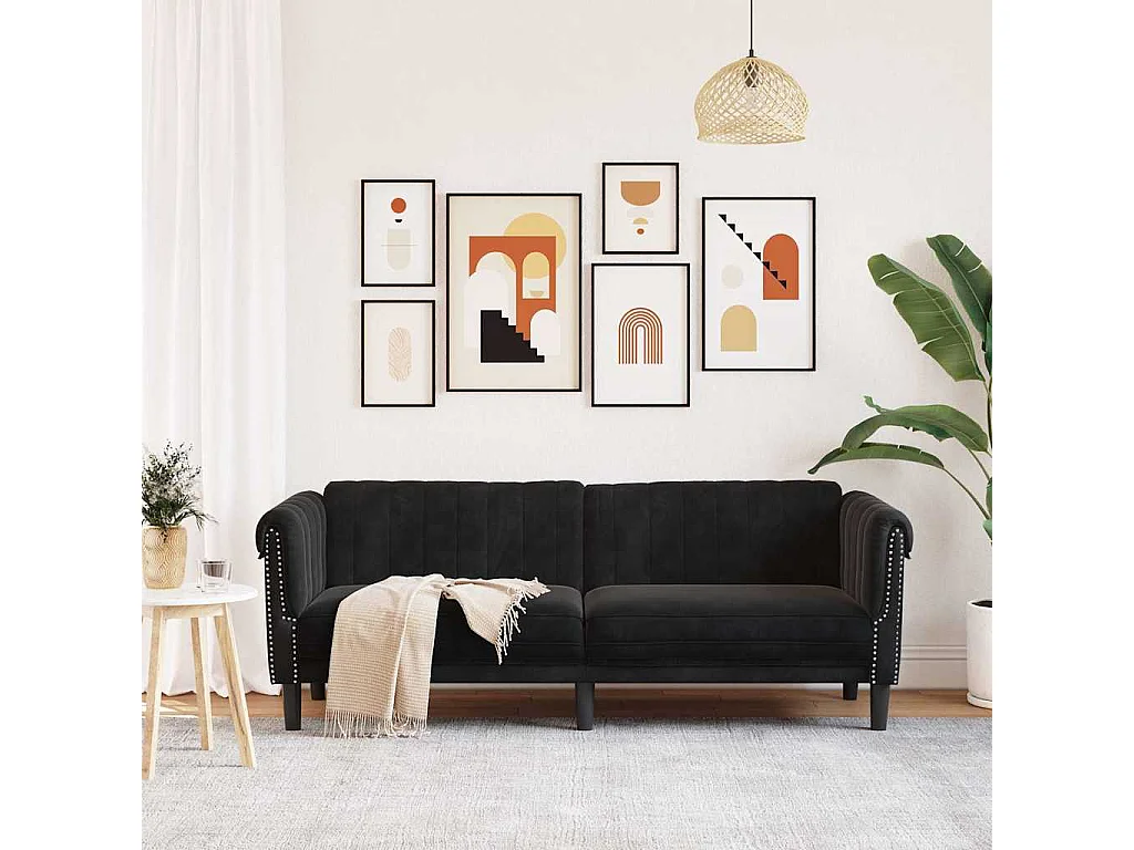 Canapé à 3 places noir velours
