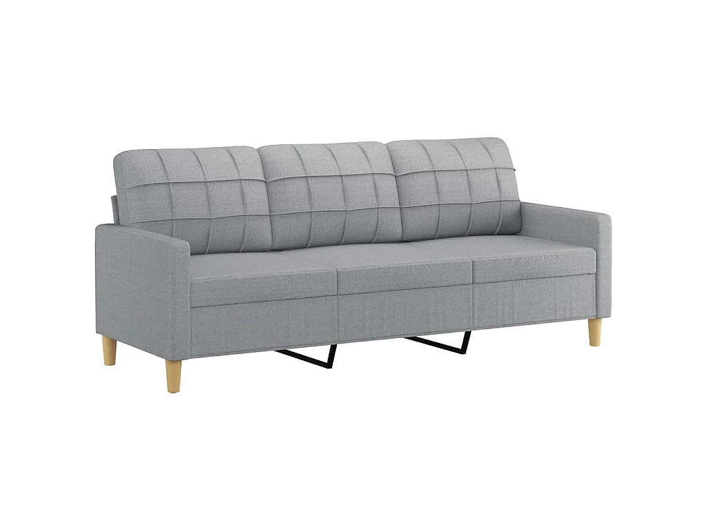 Divano 3 posti con poggiapiedi Grigio chiaro 180 cm Tessuto